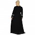 Front open dual color abaya with embroidery Patch work - Black-Jade Green