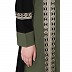 Front open dual color abaya with embroidery Patch work - Black-Jade Green
