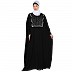 Irani Kaftan with lace work on front - Black