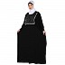 Irani Kaftan with lace work on front - Black