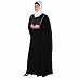 Irani Kaftan with lace work on front - Black