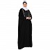 Irani Kaftan with lace work on front - Black
