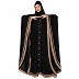 Black Kaftan with Fashionable buttons- Beige border