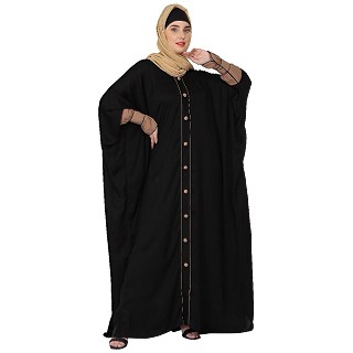 Black Kaftan with designer cuff Sleeves 