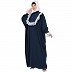 Fashionable Kaftan abaya with white lace - Teal