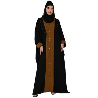 Front Open dual color designer Kaftan - Black n Mustard