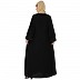 Loose Fit abaya with fashionable buttons on front panel - Black