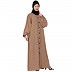 Loose Fit abaya with fashionable buttons on front panel - Khaki