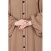 Loose Fit abaya with fashionable buttons on front panel - Khaki