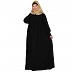Casual cuff sleeves pleated abaya- Black