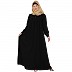 Casual cuff sleeves pleated abaya- Black