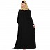 Casual cuff sleeves pleated abaya- Black