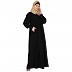Casual cuff sleeves pleated abaya- Black
