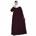 Casual cuff sleeves pleated abaya- Burgundy