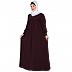 Casual cuff sleeves pleated abaya- Burgundy
