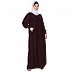 Casual cuff sleeves pleated abaya- Burgundy