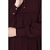 Casual cuff sleeves pleated abaya- Burgundy