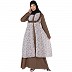 Designer Printed Shrug with Beige Inner abaya