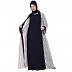 Shrug abaya combo- Off-white printed Shrug with Navy inner abaya