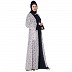 Shrug abaya combo- Off-white printed Shrug with Navy inner abaya