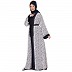 Shrug abaya combo- Off-white printed Shrug with Navy inner abaya