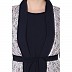 Shrug abaya combo- Off-white printed Shrug with Navy inner abaya