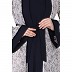 Shrug abaya combo- Off-white printed Shrug with Navy inner abaya