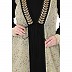 Attached Shrug abaya with embroidery patch work - Lemon printed