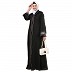 Front open embroidery abaya in Dubai Nida- Black