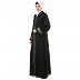 Front open embroidery abaya in Dubai Nida- Black