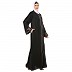 Front open embroidery abaya in Dubai Nida- Black