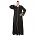 Front open embroidery abaya in Dubai Nida- Black
