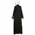 Front open embroidery abaya in Dubai Nida- Black