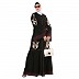 Party wear front open embroidery abaya- Black