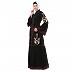 Party wear front open embroidery abaya- Black