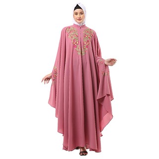 Irani Kaftan with embroidery work- Tulip Pink