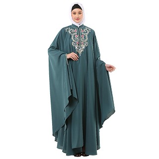 Arabian embroidery Kaftan- Mist Green