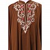 Arabian embroidery Kaftan- Rust Brown