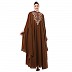 Arabian embroidery Kaftan- Rust Brown