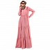 Designer 3 frilled maxi abaya- Baby Pink