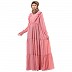 Designer 3 frilled maxi abaya- Baby Pink