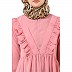 Designer 3 frilled maxi abaya- Baby Pink