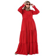 Designer 3 frilled maxi abaya- Red