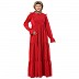 Designer 3 frilled maxi abaya- Red