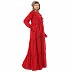 Designer 3 frilled maxi abaya- Red