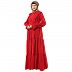 Designer 3 frilled maxi abaya- Red
