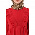 Designer 3 frilled maxi abaya- Red
