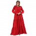 Designer 3 frilled maxi abaya- Red