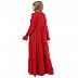 Designer 3 frilled maxi abaya- Red