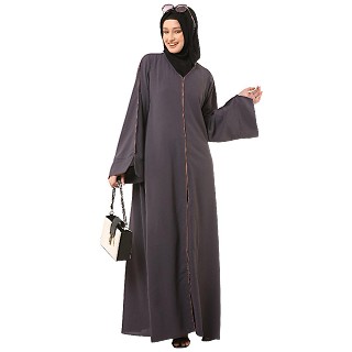 Front open premium CEY fabric abaya- Dark Grey